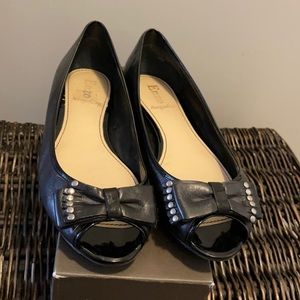 Enzo Angiolini Peep Toe Bow Flats
